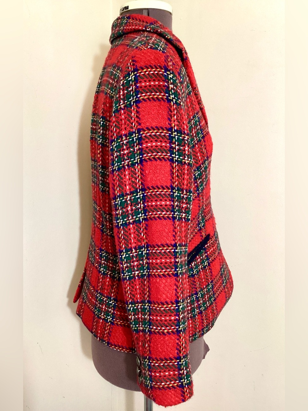 Talbots Plaid Tartan Wool Blend Blazer Jacket 10P - Picture 3 of 16